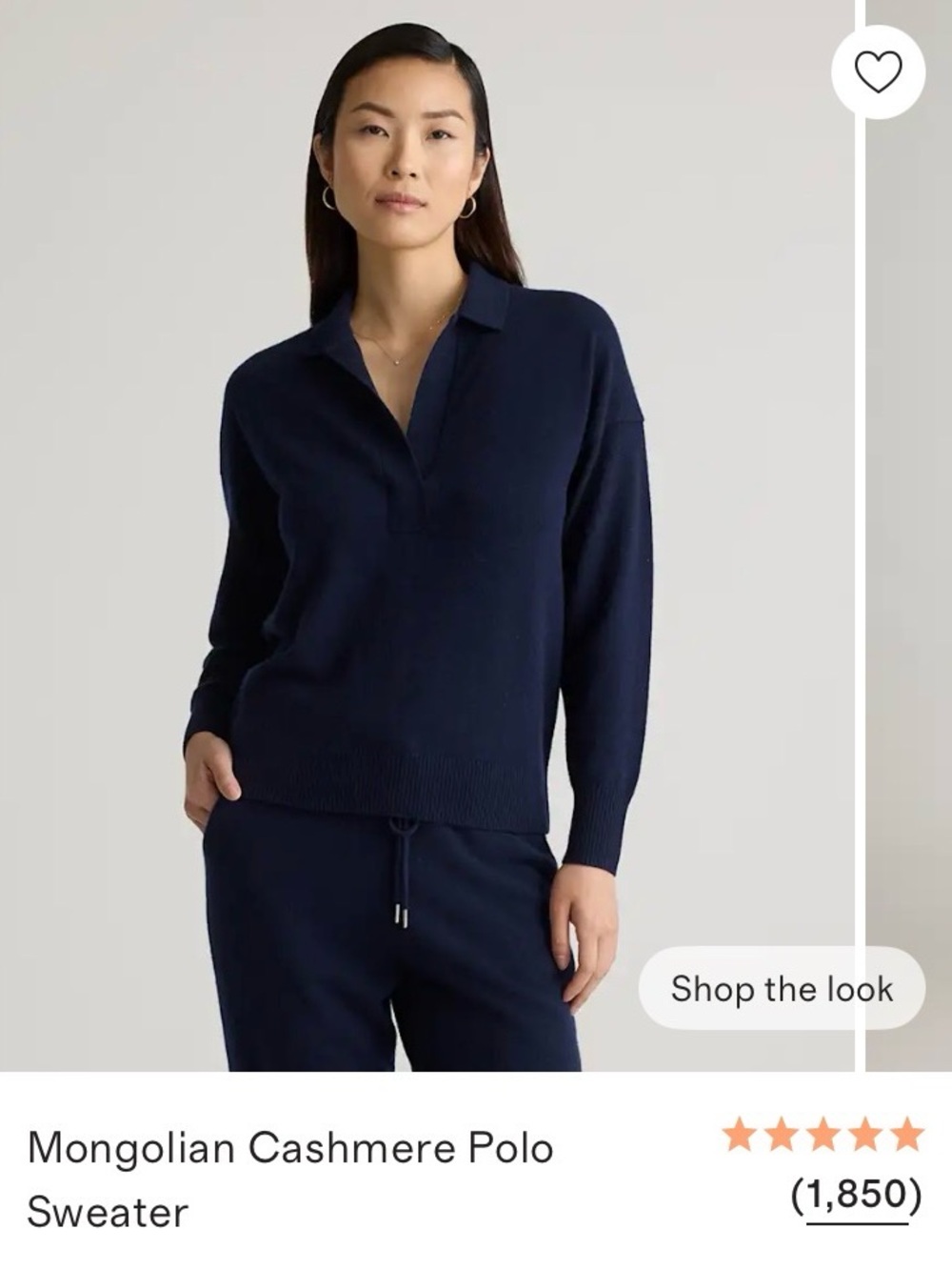 NWT quince cashmere polo sweater true navy xs
